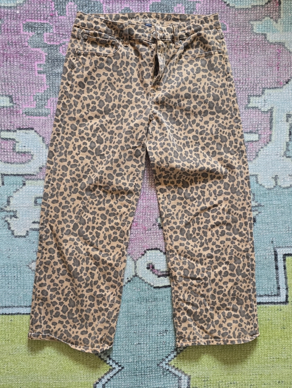 AEO Leopard Print Wide-Leg Pants - Brown/Black